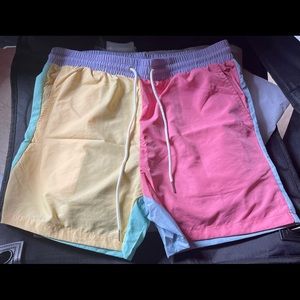 Men Drawstring Waist Colorblock Shorts. Never Worn